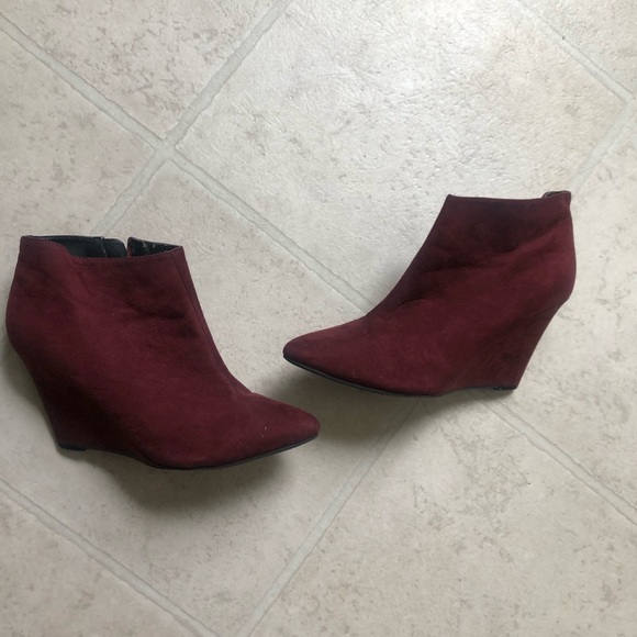 burgundy wedge ankle boots